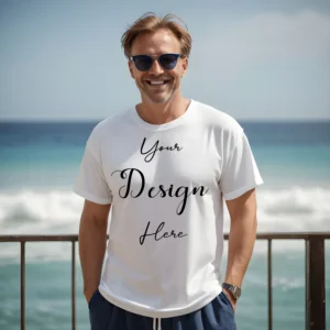 Mens White T-Shirt Mockup, Front View