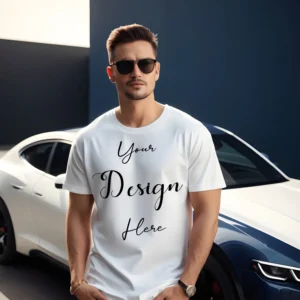 Mens White T-Shirt Mockup, Front View