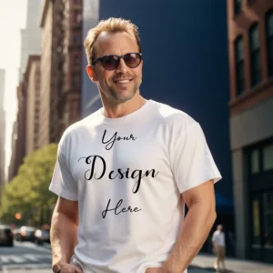 Mens White T-Shirt Mockup, Front View