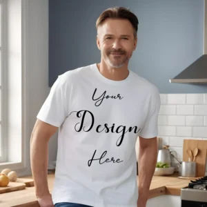 Mens White T-Shirt Mockup, Front View