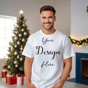 Mens White T-Shirt Mockup, Front View