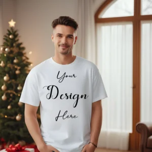 Mens White T-Shirt Mockup, Front View