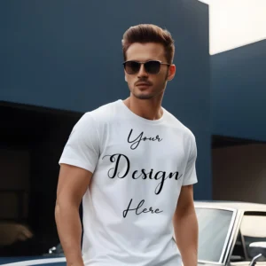 Mens White T-Shirt Mockup, Front View