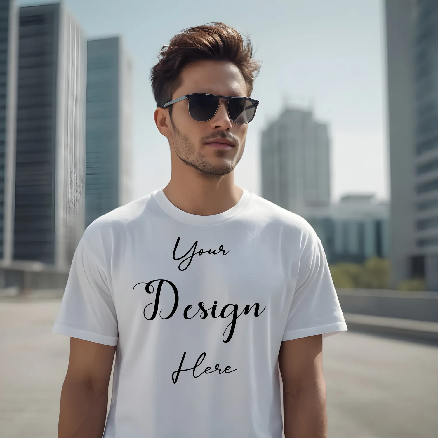 Mens White T-Shirt Mockup, Front View