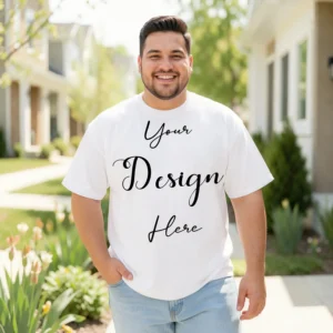Mens Black Plus-size T-shirt Mockup, Front View