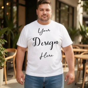 Mens Black Plus-size T-shirt Mockup, Front View