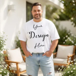 Mens Black Plus-size T-shirt Mockup, Front View