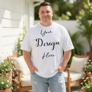 Mens Black Plus-size T-shirt Mockup, Front View