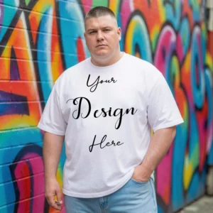 Mens Black Plus-size T-shirt Mockup, Front View
