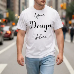Mens Black Plus-size T-shirt Mockup, Front View