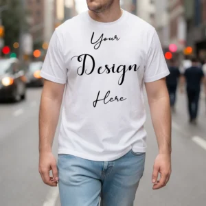 Mens Black Plus-size T-shirt Mockup, Front View