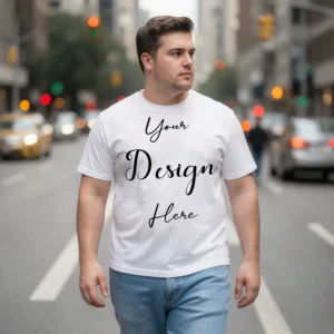 Mens Black Plus-size T-shirt Mockup, Front View
