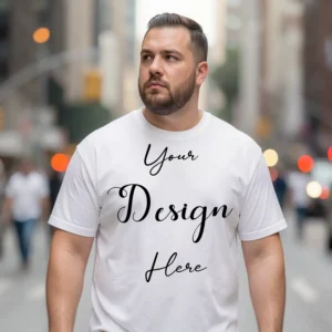 Mens Black Plus-size T-shirt Mockup, Front View