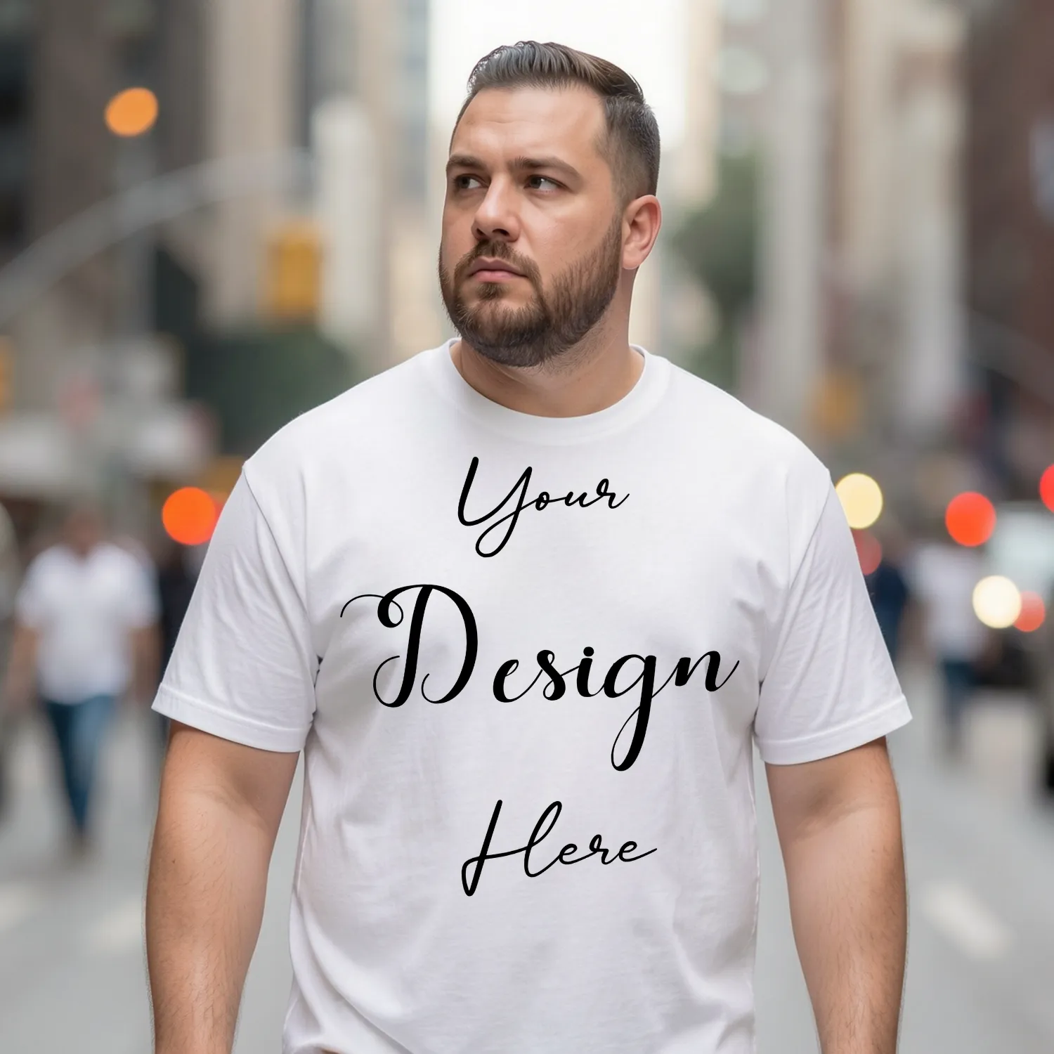 Mens Black Plus-size T-shirt Mockup, Front View