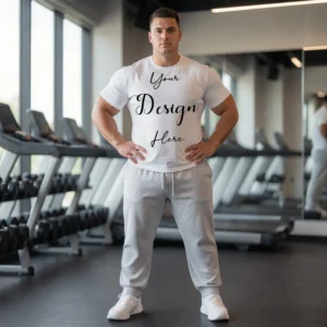 Mens Black Plus-size T-shirt Mockup, Front View