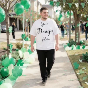 Mens Black Plus-size T-shirt Mockup, Front View