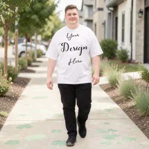 Mens Black Plus-size T-shirt Mockup, Front View