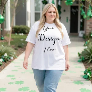 Womens White Plus-size T-shirt Mockup-10 Front View | For Etsy, Shopify and POD Sellers