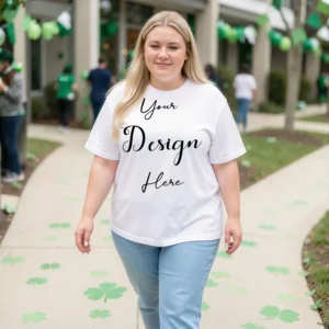 Womens White Plus-size T-shirt Mockup-11 Front View | For Etsy, Shopify and POD Sellers