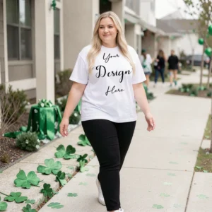 Womens White Plus-size T-shirt Mockup-12 Front View | For Etsy, Shopify and POD Sellers