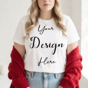 Womens White Plus-size T-shirt Mockup-14 Front View | For Etsy, Shopify and POD Sellers