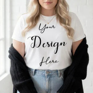 Womens White Plus-size T-shirt Mockup-15 Front View | For Etsy, Shopify and POD Sellers