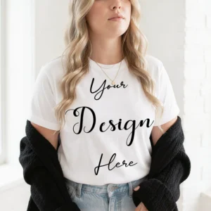 Womens White Plus-size T-shirt Mockup-16 Front View | For Etsy, Shopify and POD Sellers