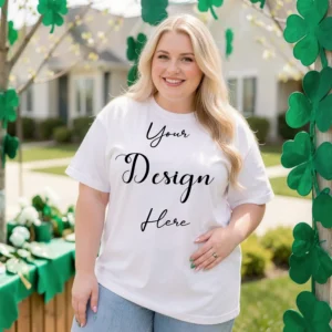 Womens White Plus-size T-shirt Mockup-2 Front View | For Etsy, Shopify and POD Sellers