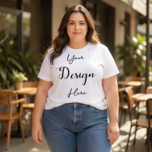 Womens White Plus-size T-shirt Mockup-21 Front View | For Etsy, Shopify and POD Sellers