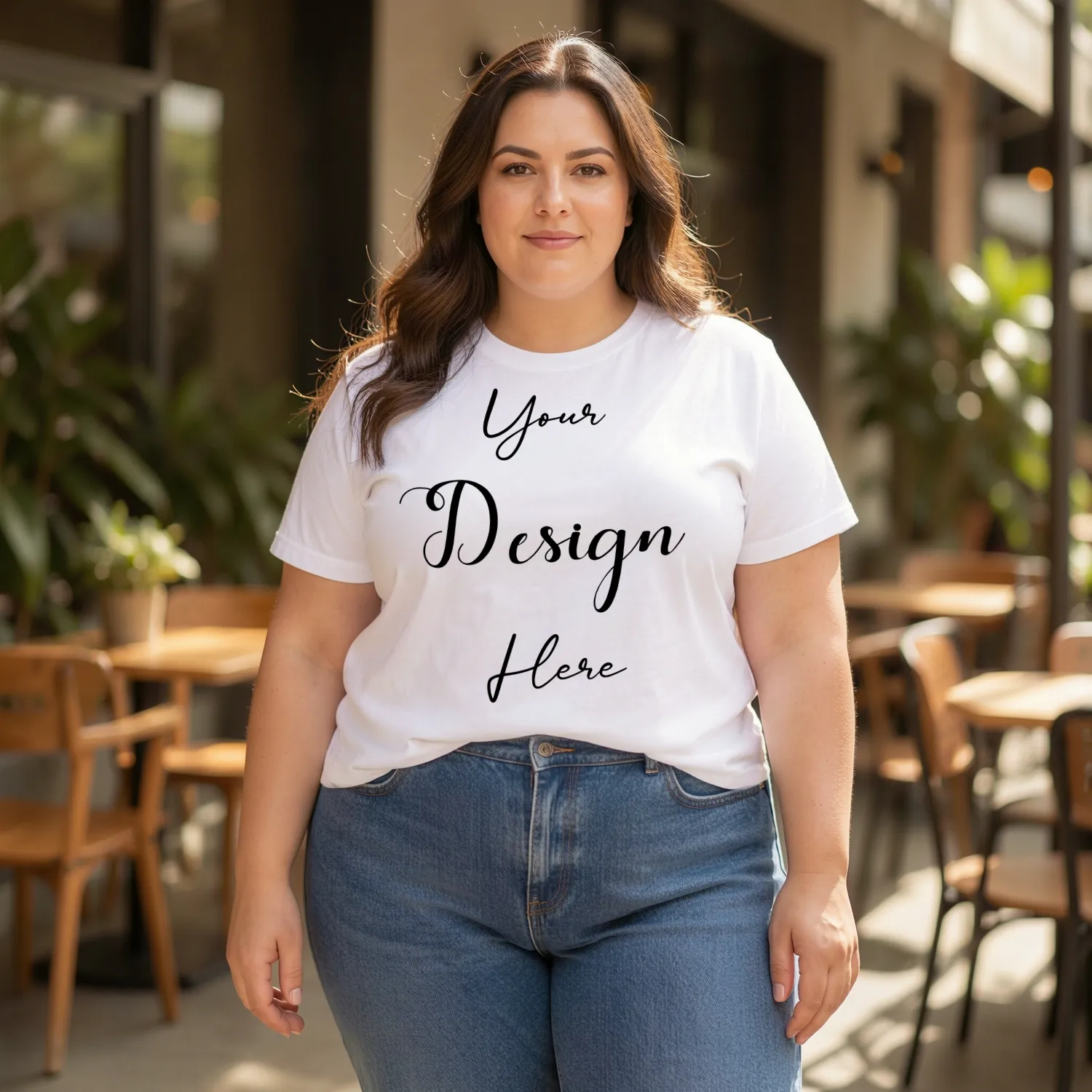 Womens White Plus-size T-shirt Mockup-21 Front View | For Etsy, Shopify and POD Sellers