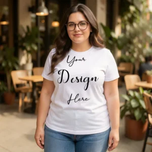 Womens White Plus-size T-shirt Mockup-22 Front View | For Etsy, Shopify and POD Sellers