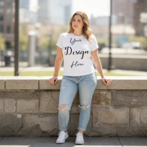 Womens White Plus-size T-shirt Mockup-23 Front View | For Etsy, Shopify and POD Sellers