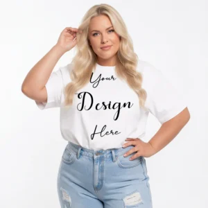 Womens White Plus-size T-shirt Mockup-24 Front View | For Etsy, Shopify and POD Sellers
