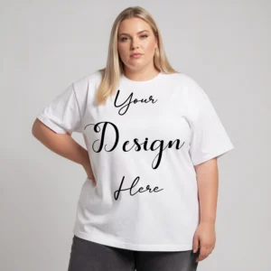 Womens White Plus-size T-shirt Mockup-26 Front View | For Etsy, Shopify and POD Sellers