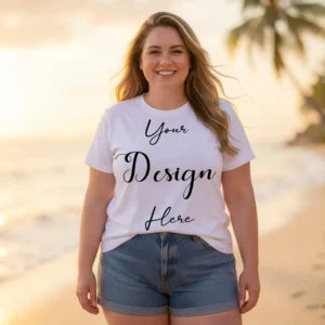 Womens White Plus-size T-shirt Mockup-27 Front View | For Etsy, Shopify and POD Sellers