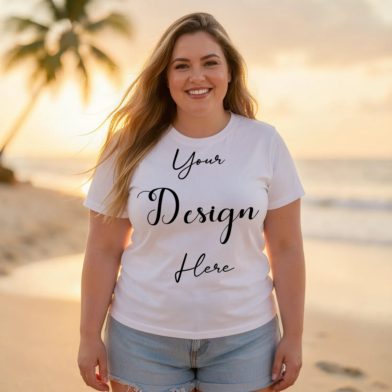 Womens White Plus-size T-shirt Mockup-28 Front View | For Etsy, Shopify and POD Sellers