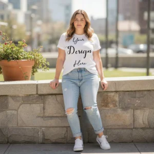 Womens White Plus-size T-shirt Mockup-29 Front View | For Etsy, Shopify and POD Sellers
