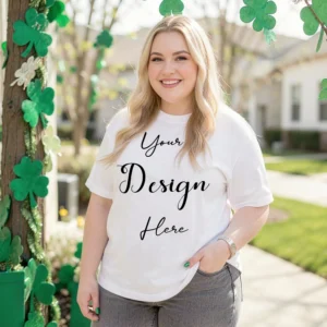 Womens White Plus-size T-shirt Mockup-3 Front View | For Etsy, Shopify and POD Sellers