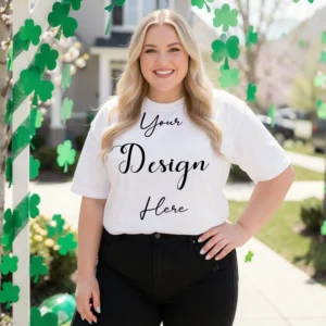 Womens White Plus-size T-shirt Mockup-4 Front View | For Etsy, Shopify and POD Sellers