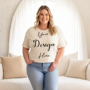 Womens White Plus-size T-shirt Mockup-5 Front View | For Etsy, Shopify and POD Sellers