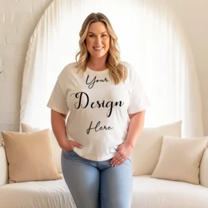 Womens White Plus-size T-shirt Mockup-6 Front View | For Etsy, Shopify and POD Sellers