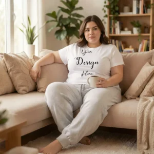 Womens White Plus-size T-shirt Mockup-9 Front View | For Etsy, Shopify and POD Sellers