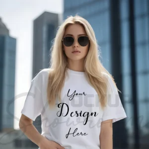 Women's White T-Shirt Mockup, Front View