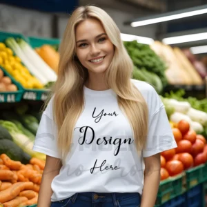 Women's White T-Shirt Mockup, Front View