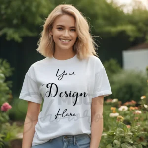Women's White T-Shirt Mockup, Front View
