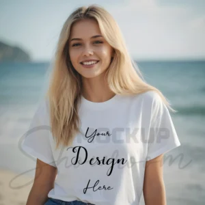 Women's White T-Shirt Mockup, Front View