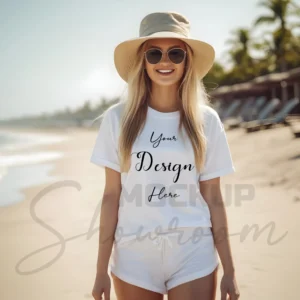 Women's White T-Shirt Mockup, Front View