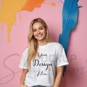 Women's White T-Shirt Mockup, Front View