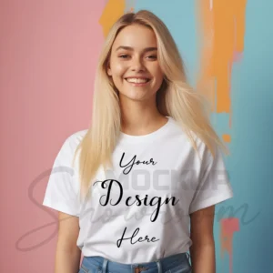 Women's White T-Shirt Mockup, Front View