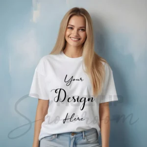 Women's White T-Shirt Mockup, Front View
